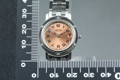 HERMES Clipper CL4.210 24mm Pink Date Sunray Ladies Watch Vtg 2001 Near MINT