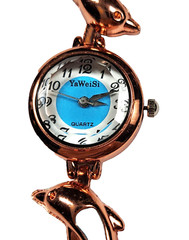 YaWeiSi Women’s 8 In. Rosegold & Blue Dolphin Watch New Battery