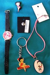 Betty Boop TM Watch 1992 KFS watch working-eyes move & asst new &used pins Etc