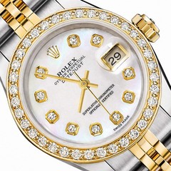 26mm Rolex Datejust 1617 18K Gold Diamond Mother of Pearl Dial Steel Woman’s Wat