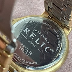 Relic Folio Quartz Watch ZR77018 Men 30m Gold Black Analog Needs Battery