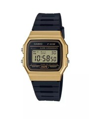 CasioDigital Gold Tone Case Black Strap Watch
