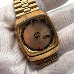 Zodiac Astrographic Automatic Boys Watch Gold Dial GP/SS Vintage For Parts