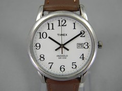 Timex Indiglo Easy Reader Watch Men 35mm Date New Leather Band New Battery