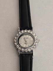 Meigie Watch Gem Encrusted Bezel Black White & Red Interchangeable Bands Working