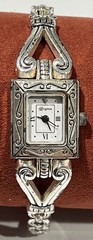 Brighton Peru Ladies Quartz Wristwatch Silver-Plated Square-Dial New Battery EUC