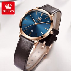OLEVS Watch 30m Waterproof Ultrathin Quartz Wristwatch Leather Band Men Women