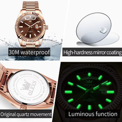 OLEVS Men’s Watch Top Brand Luxury Wrist Watch For Men Fashion Rose Gold Steel