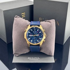 Bulova Marine Star Chronograph Blue Dial Rubber Strap Men’s Watch 97B168