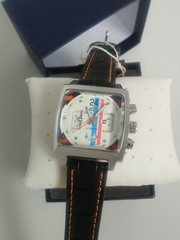 Watch Le Mans Style Steve McQueen Movie Fan New + Boxed Chrome +Leather Strap