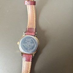 Vintage Timex Womens Watch 24mm Moon Phase Gold Tone Leather Date Needs Battery