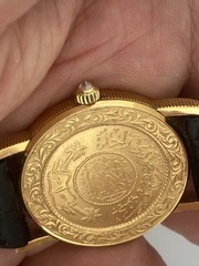CORUM 35mm $5 Coin 1882 18k Gold Saudi Arabic writing with Diamonds Quartz