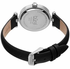 Burgi Women’s BUR197SSB Diamond Accented Flower Dial Silver & Black Leather