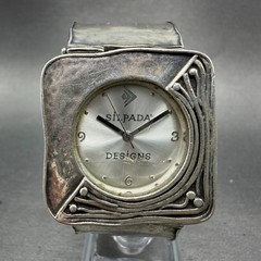 Silpada Sterling Silver Watch Women 33mm Silver Dial 925 Square CRACK New batt