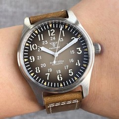 39mm Pilot Tandorio Retro Gray Red Blue Watch For Men 200m Waterproof Green Lume