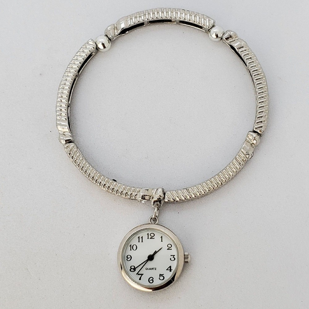 22MM Women’s Bracelet Watch White Dial Gray Bracelet Band 7.75″ New Battery