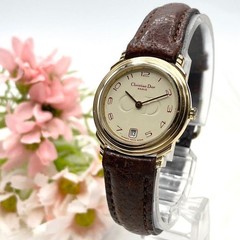 Christian Dior Quartz Wristwatch 24mm 48.122.2 Gold Dial Case wrist 17cm