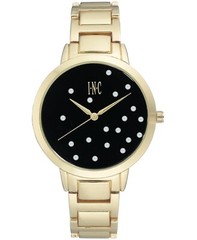 I.N.C. Women’s Gold-Tone Bracelet Black w Pearl Accents Dial 36mm Quartz Watch