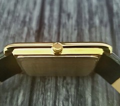 Authentic Pierre Lucerne Slim Quartz Mens BLK Tank Dress Watch