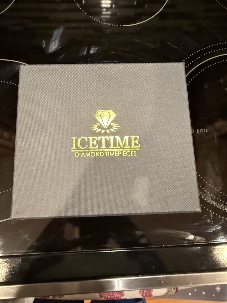 IceTime 42mm Men’s White Gold Steel Watch Iced 0.10ct Diamonds White Dial AB712