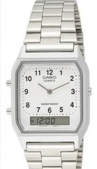Casio AQ230A-7B Vintage Unisex Adult White Dial Watch