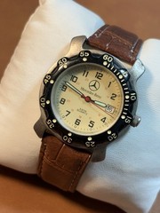 Vintage Mercedes Benz Men Field Watch Beige Dial,37mm,Rotating Beze,Date