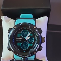 Activa Dual Time Analog-Digital Quartz Sport Watch Blue Silicone Strap 30m