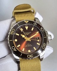 New Longines Mens HydroConquest GMT Automatic 41 Brown Dial Watch L3.790.4.66.2
