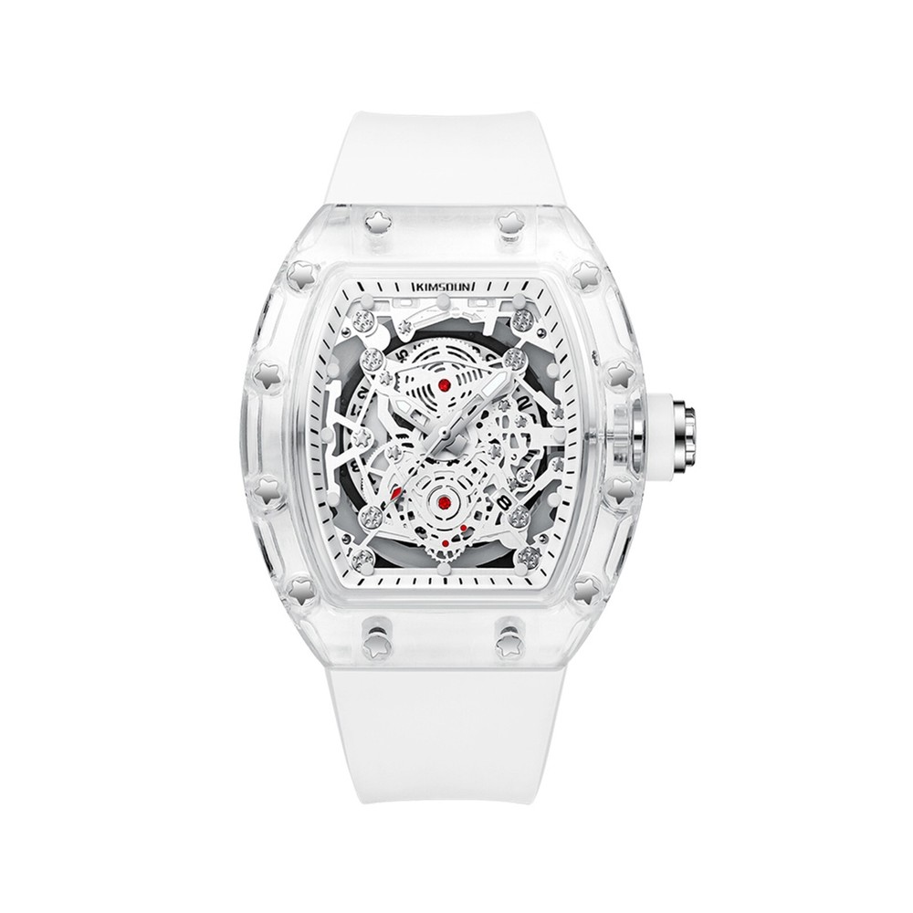 KIMSDUN Skeleton Sport Watches, Quartz Calendar Wristwatch,Tonneau Case, Unisex