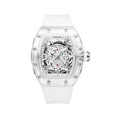 KIMSDUN Skeleton Sport Watches, Quartz Calendar Wristwatch,Tonneau Case, Unisex