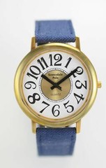 Scottsdale Polo Watch Unisex Stainless Gold Blue Canvas Leather White Quartz