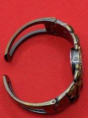Vintage Orange/Brown stone Croc Cuff Wrist Watch Bracelet Quartz Japan Movement