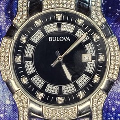 Bulova 96B176 Swarovski Crystal Men Watch Black Dial Steel Ready To Wear | Video