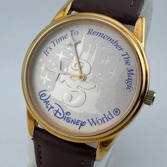 VTG Disney 25 Year Quartz Watch Kodak Men Gold Tone Leather Analog New Battery