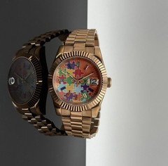 Custom 39mm “Puzzles” DJ Rose Gold Mod Watch Gemstone Markers NH35 Automatic