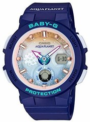 Baby G Love the Sea and the Earth Aqua Planet Tie Up Model BGA 250AP 2AJR Blue