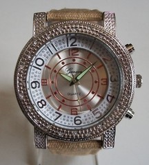 Men’s Leather With Fabric Cover Band Fashion Dressy Casual Hip Hop Watch