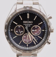NEW SEIKO Selection SBPY167 Solar Chronograph Black Panda Dial Mens Watch in BOX