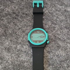 Neff Stripe Analog Quartz Wristwatch Black Rubber Band Blue Case 50m 5 ATM