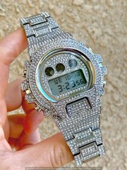 18K Gold IPS Plated LED Digital Hip Hop Bling Ice out Mens Watch Iced Cz Diamond