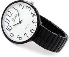Super Large Face Black Stretch Band Watch – Easy to Read, Stylish Design, Unisex