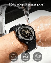 F.ZEGAO Metal UltraThin Waterproof Digital Watch Men, Military Watches with T…