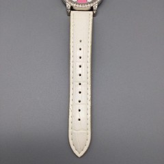 Sanrio Hello Kitty Womens Watch 37mm Pink Dial White Band Crystals New Battery