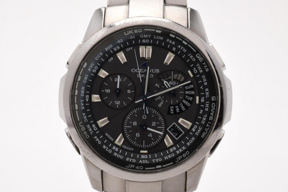 CASIO OCEANUS OCW M700 Radio Solar Chronograph Titanium Black Dial Men’s Watch F