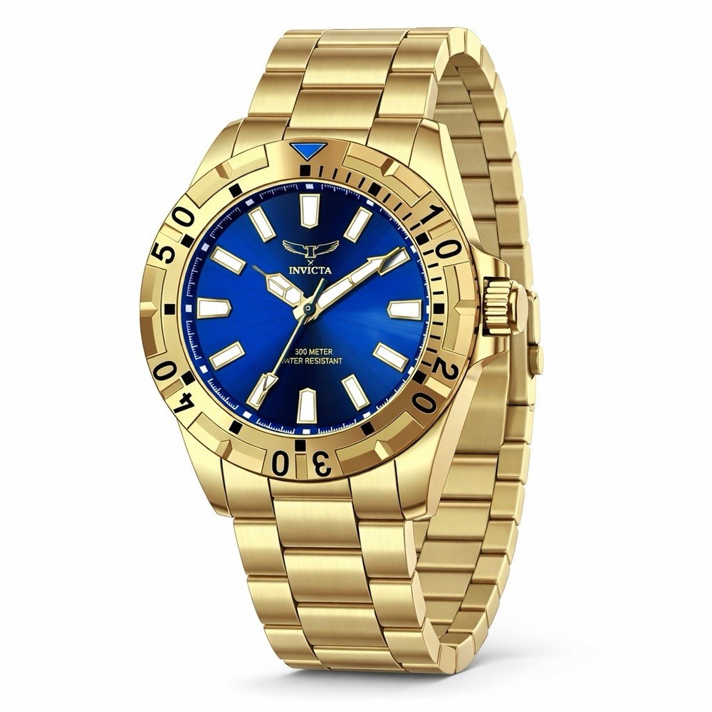 Invicta Specialty Men’s Quartz Analog Watch Blue Dial Gold Bracelet Box