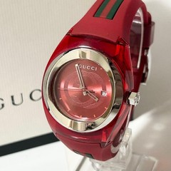 GUCCI 137.1 Womens Quartz Wristwatch Red Dial Case 1.2in