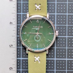 Throne NYC Brooklyn Watchmaker Khaki Olive Italian Leather Band 40mm Gather 1.0