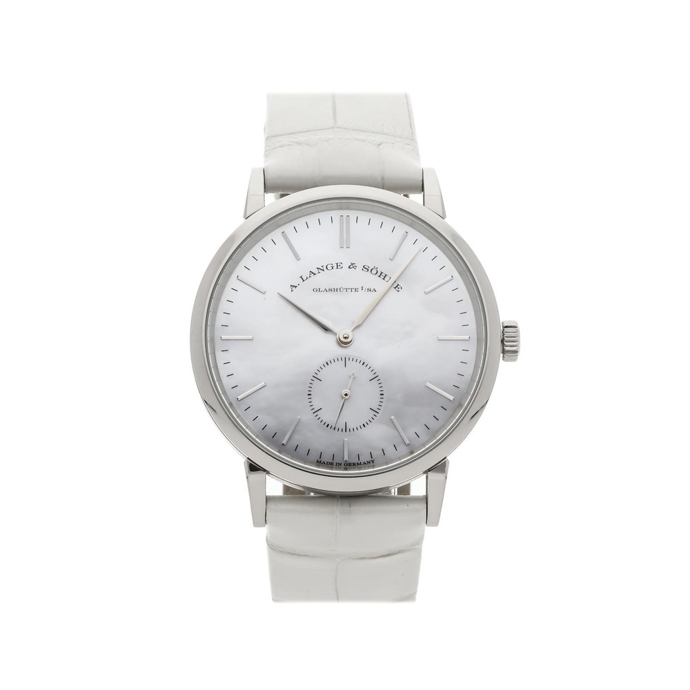 A. Lange & Sohne Saxonia White Gold Manual MOP Strap Watch 219.047