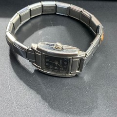 Uberry D’linQ Italian Charm Bracelet Watch Silver Tone Black Dial Vintage Style