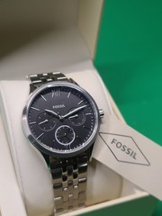 Fossil Men’s Analog Multi-Dial Watch, Black Dial, Silver Stainless Bracelet